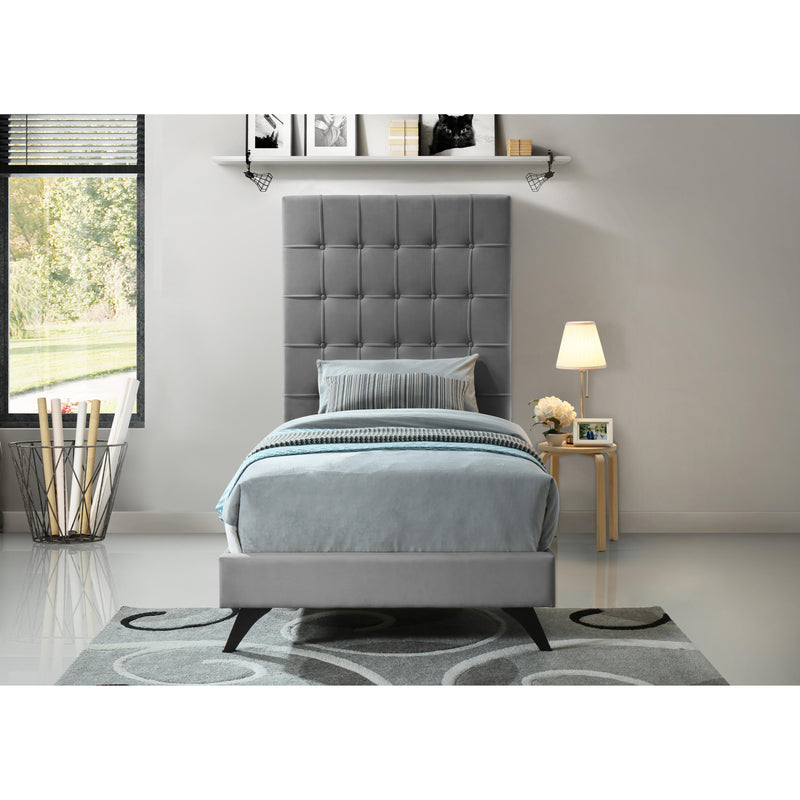 Meridian Elly Grey Velvet Twin Bed IMAGE 7