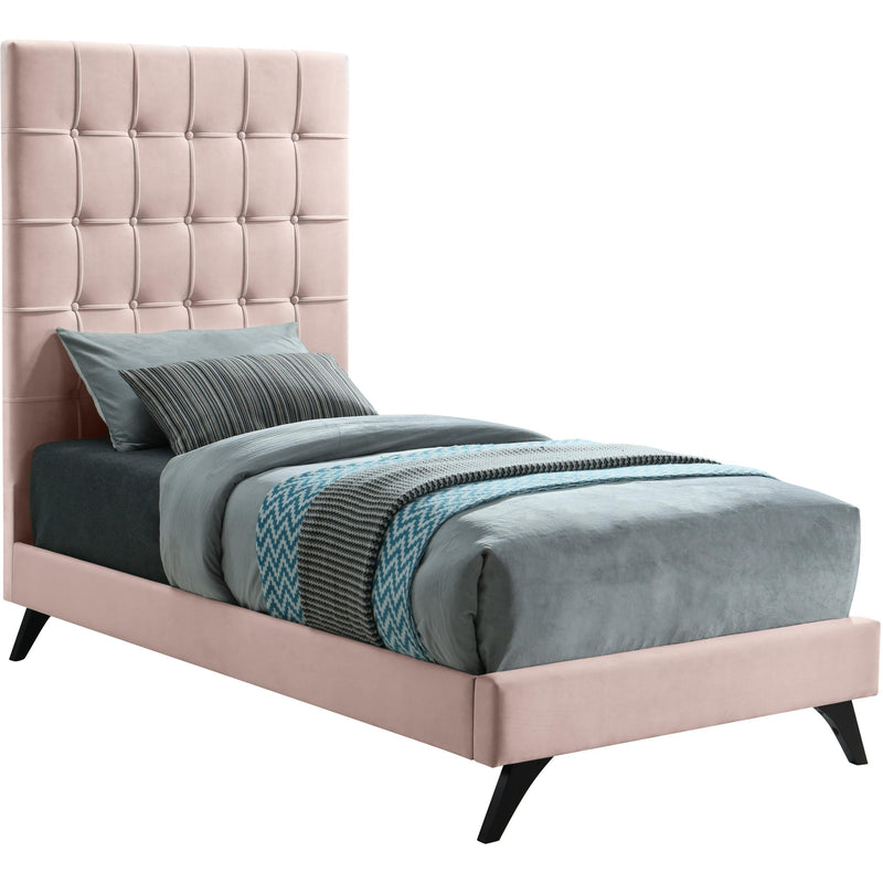 Meridian Elly Pink Velvet Twin Bed IMAGE 1