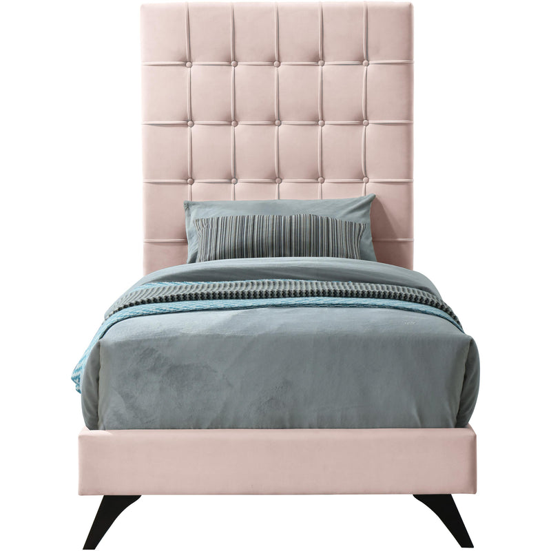 Meridian Elly Pink Velvet Twin Bed IMAGE 2