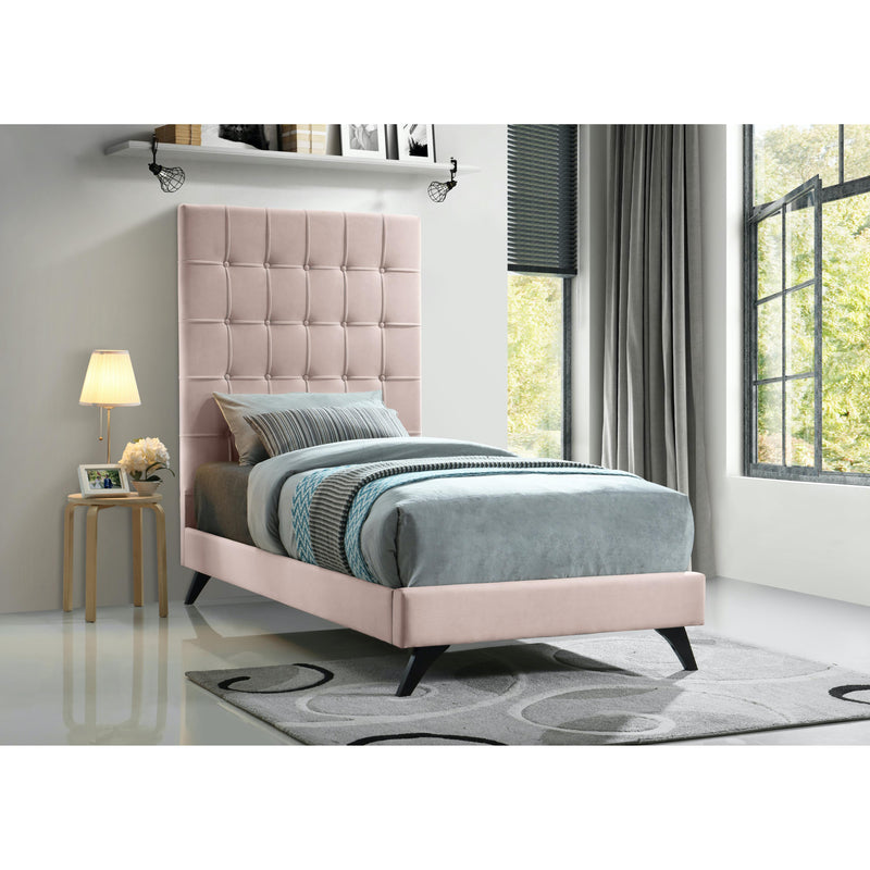 Meridian Elly Pink Velvet Twin Bed IMAGE 8