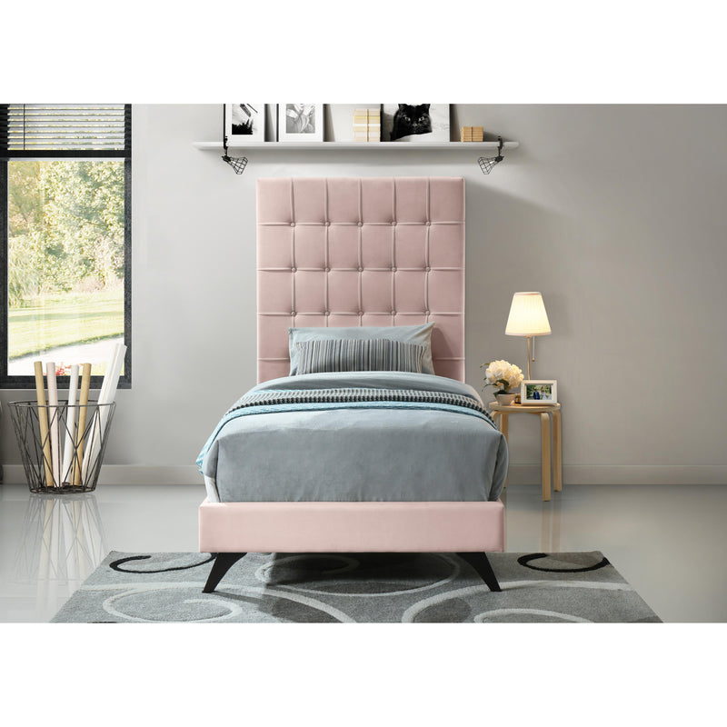 Meridian Elly Pink Velvet Twin Bed IMAGE 9