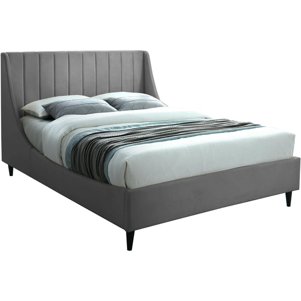 Meridian Eva Grey Velvet Full Bed IMAGE 1