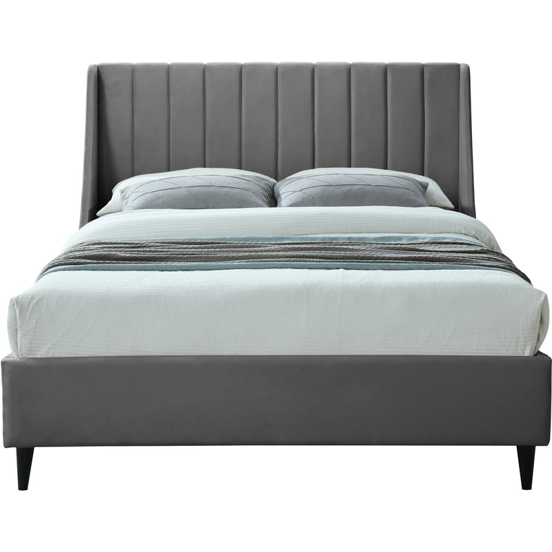 Meridian Eva Grey Velvet Full Bed IMAGE 2