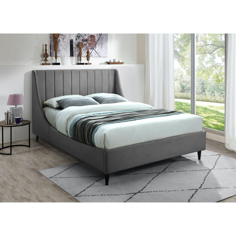 Meridian Eva Grey Velvet Full Bed IMAGE 4