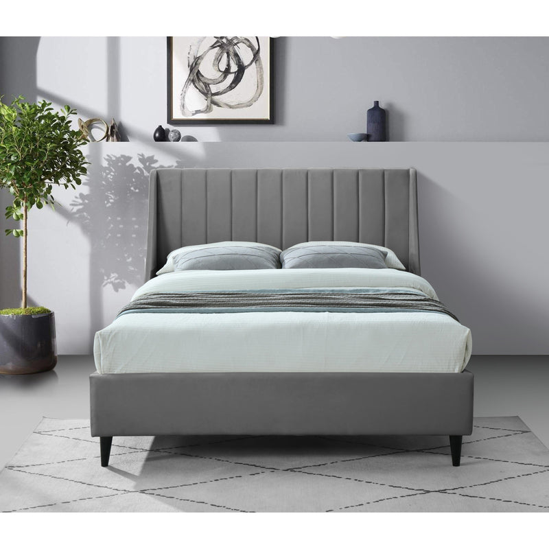 Meridian Eva Grey Velvet Full Bed IMAGE 5