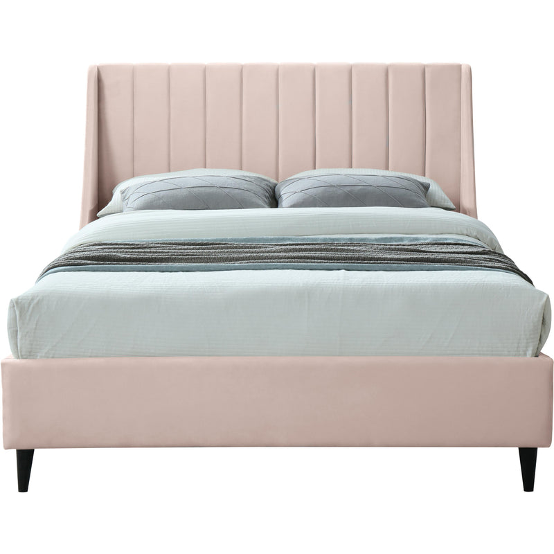 Meridian Eva Pink Velvet Full Bed IMAGE 2