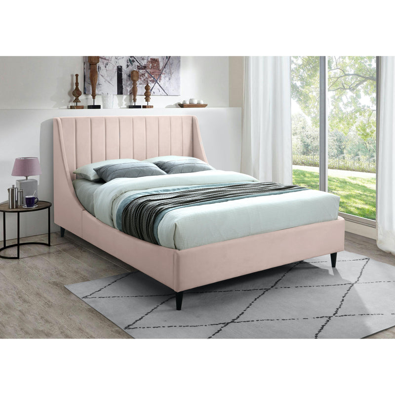 Meridian Eva Pink Velvet Full Bed IMAGE 4