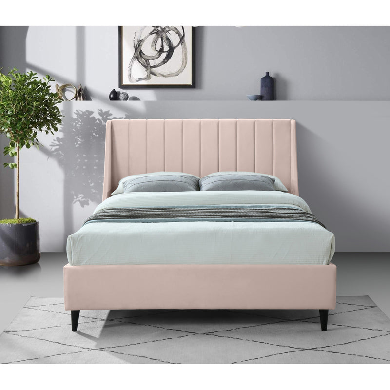 Meridian Eva Pink Velvet Full Bed IMAGE 5