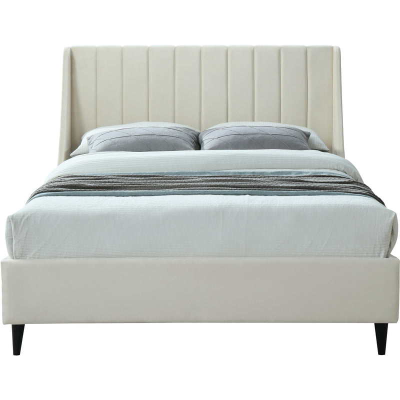 Meridian Eva Cream Velvet King Bed IMAGE 2