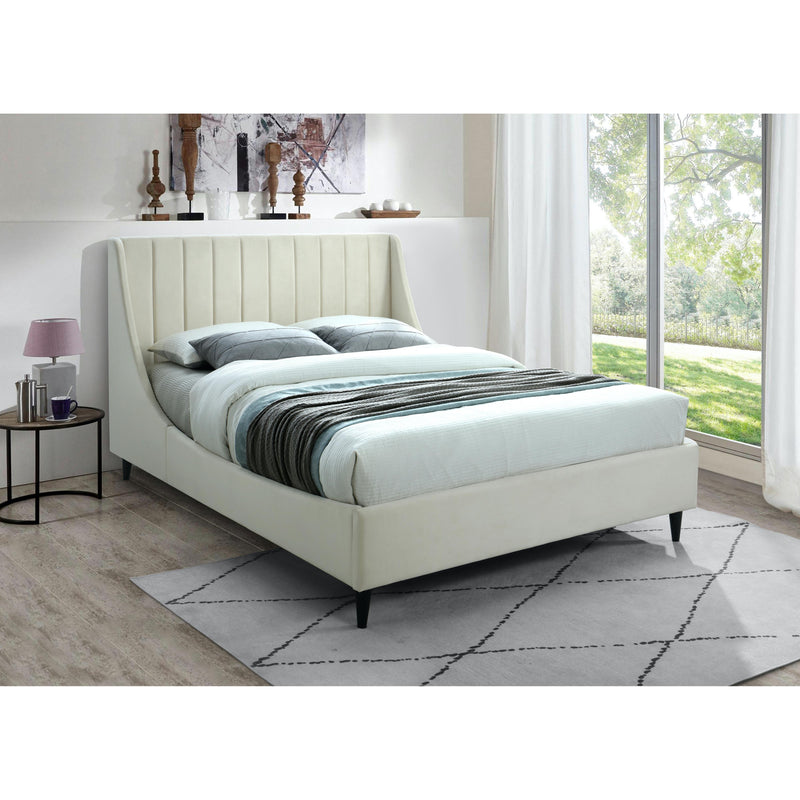 Meridian Eva Cream Velvet King Bed IMAGE 4