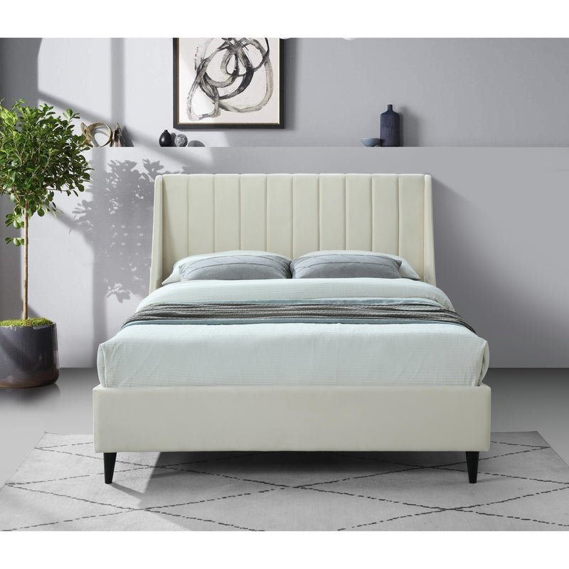 Meridian Eva Cream Velvet King Bed IMAGE 5