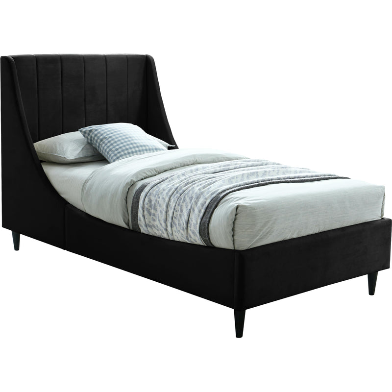 Meridian Eva Black Velvet Twin Bed IMAGE 1