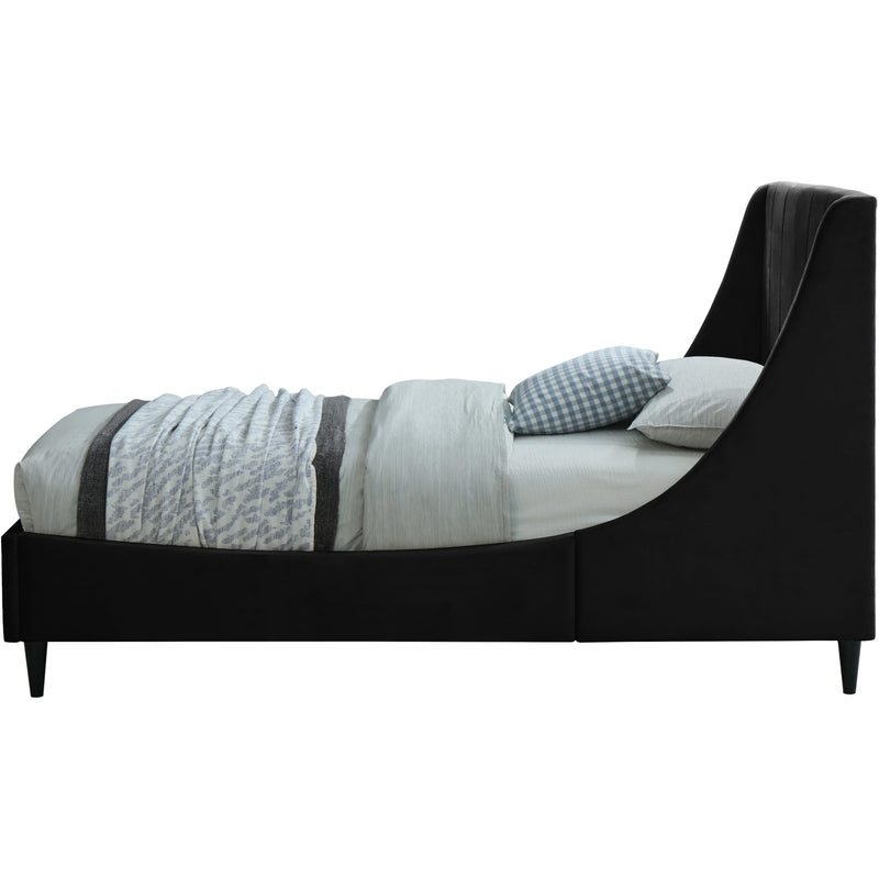 Meridian Eva Black Velvet Twin Bed IMAGE 3