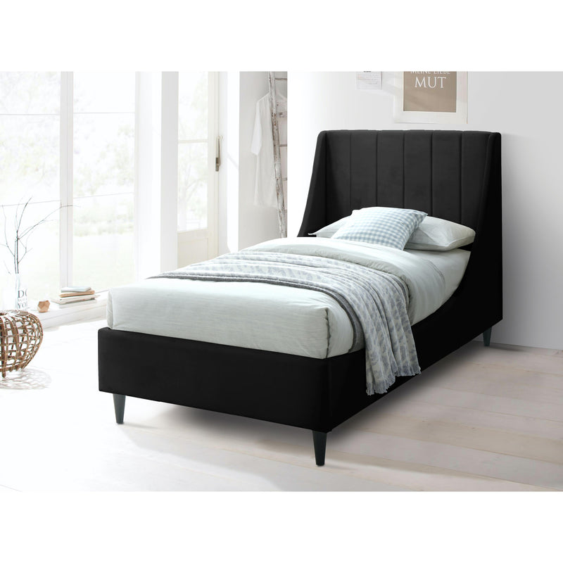 Meridian Eva Black Velvet Twin Bed IMAGE 4