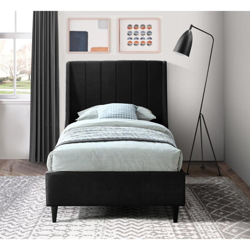 Meridian Eva Black Velvet Twin Bed IMAGE 5