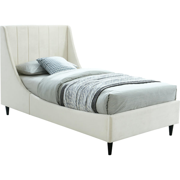 Meridian Eva Cream Velvet Twin Bed IMAGE 1