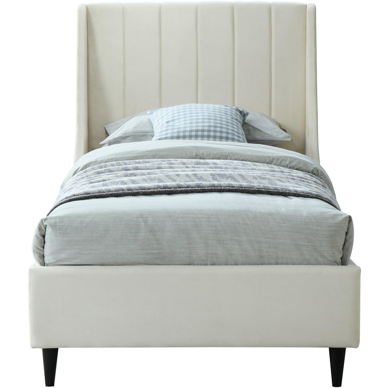 Meridian Eva Cream Velvet Twin Bed IMAGE 2