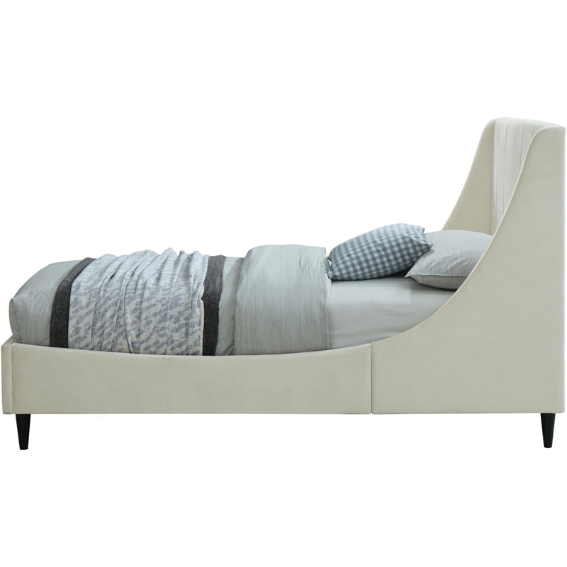 Meridian Eva Cream Velvet Twin Bed IMAGE 3