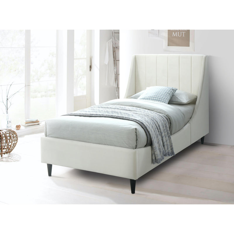 Meridian Eva Cream Velvet Twin Bed IMAGE 4