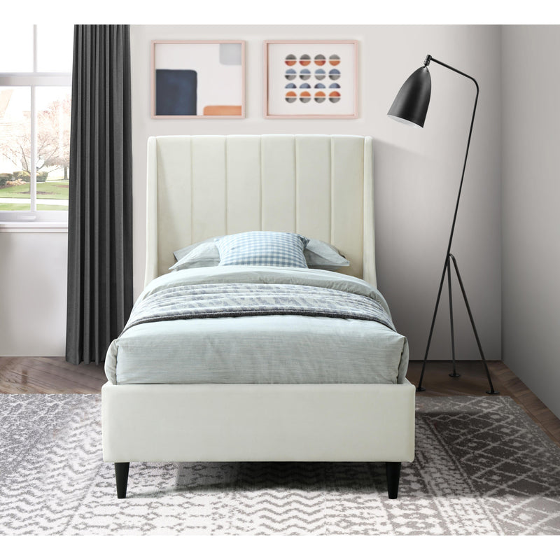 Meridian Eva Cream Velvet Twin Bed IMAGE 5