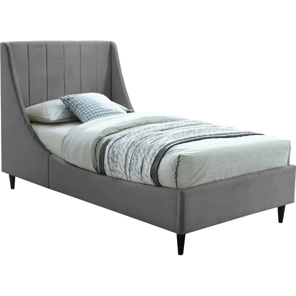 Meridian Eva Grey Velvet Twin Bed IMAGE 1