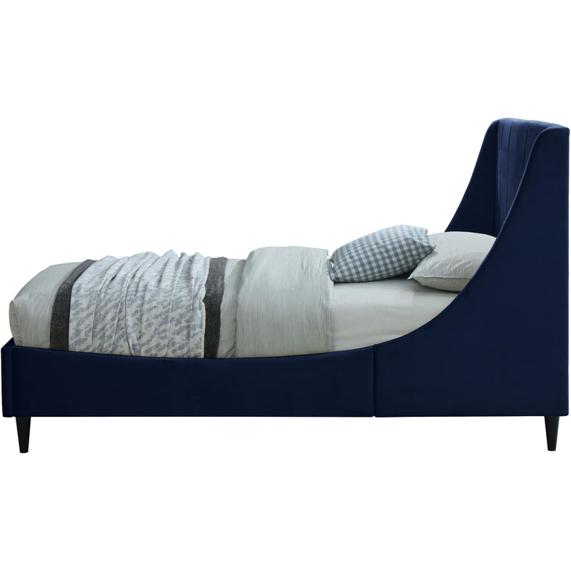 Meridian Eva Navy Velvet Twin Bed IMAGE 3