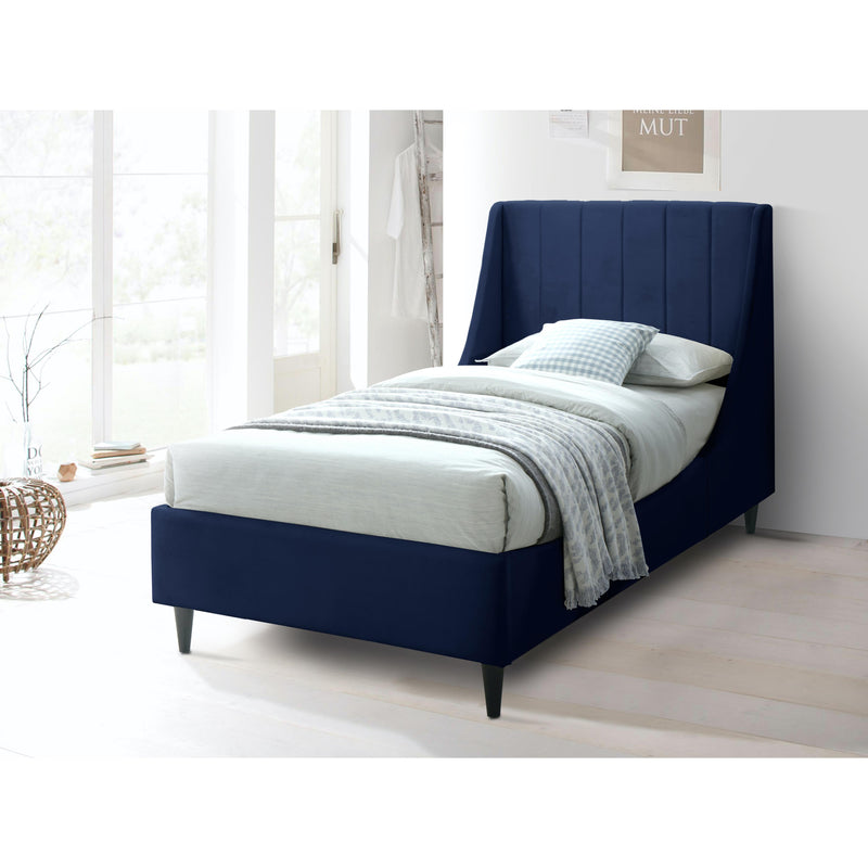 Meridian Eva Navy Velvet Twin Bed IMAGE 4