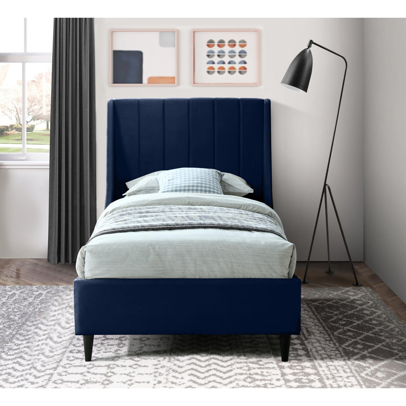 Meridian Eva Navy Velvet Twin Bed IMAGE 5