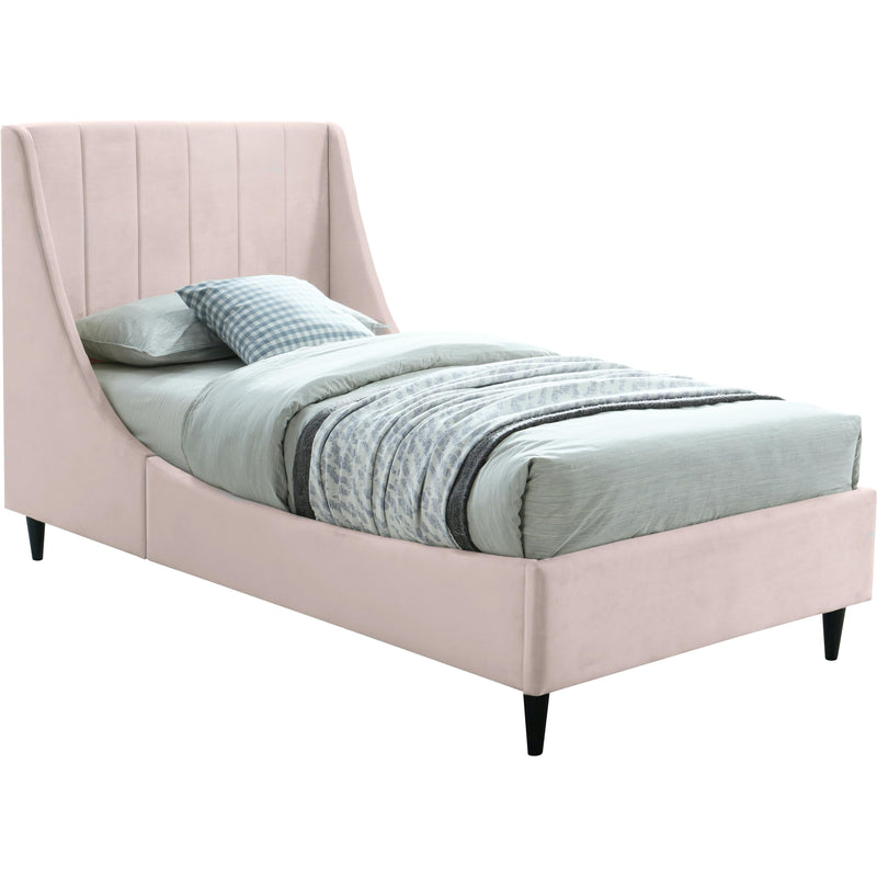 Meridian Eva Pink Velvet Twin Bed IMAGE 1