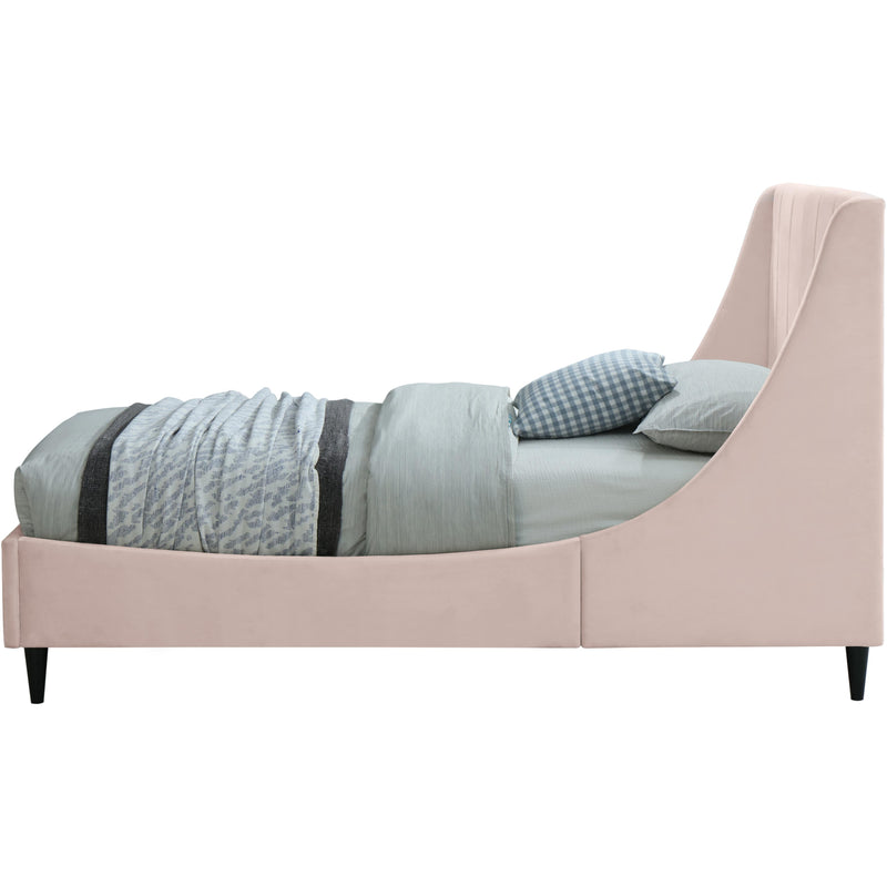 Meridian Eva Pink Velvet Twin Bed IMAGE 3