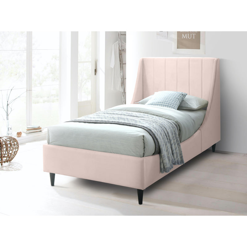 Meridian Eva Pink Velvet Twin Bed IMAGE 4