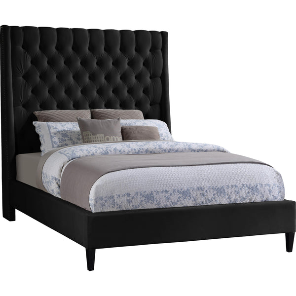 Meridian Fritz Black Velvet Full Bed IMAGE 1