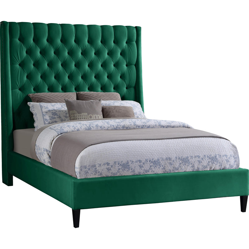 Meridian Fritz Green Velvet Full Bed IMAGE 1