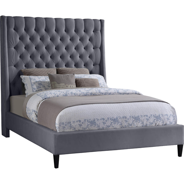 Meridian Fritz Grey Velvet Full Bed IMAGE 1