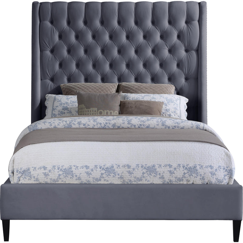 Meridian Fritz Grey Velvet Full Bed IMAGE 2