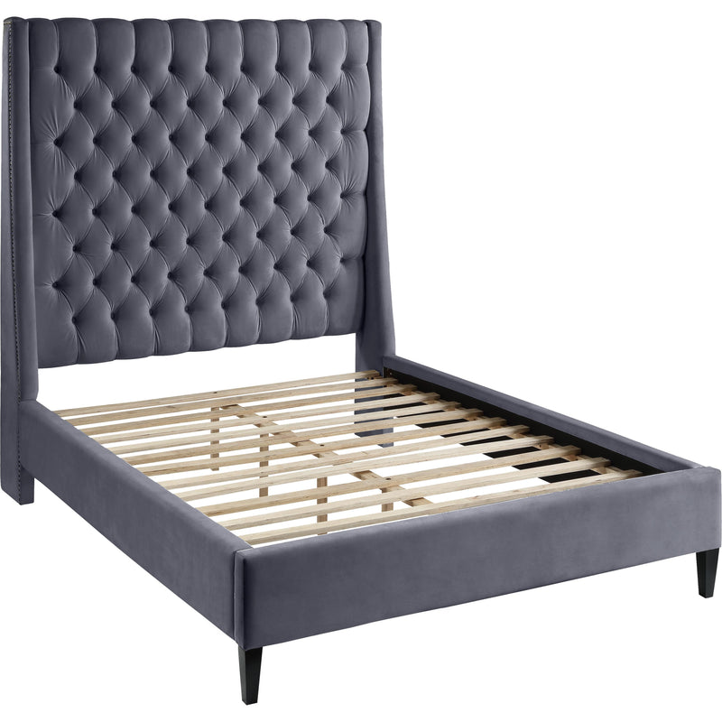 Meridian Fritz Grey Velvet Full Bed IMAGE 4