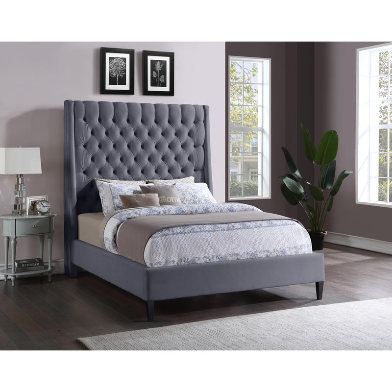 Meridian Fritz Grey Velvet Full Bed IMAGE 9