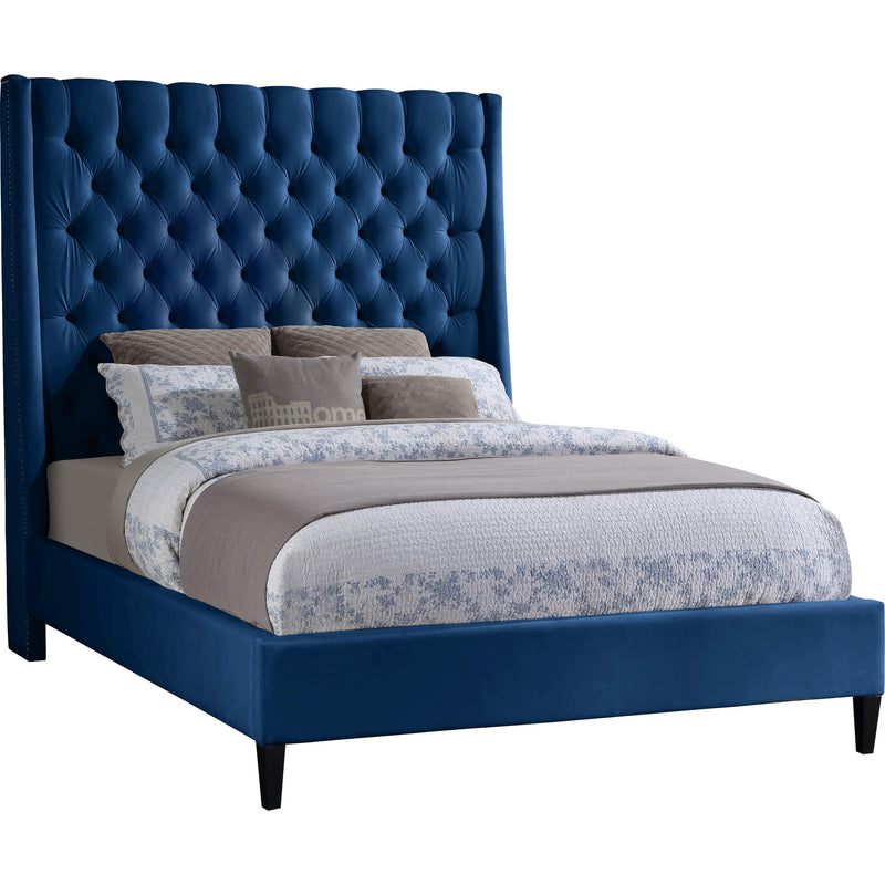 Meridian Fritz Navy Velvet Full Bed IMAGE 1