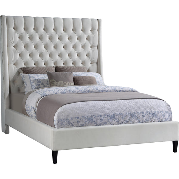 Meridian Fritz Cream Velvet King Bed IMAGE 1