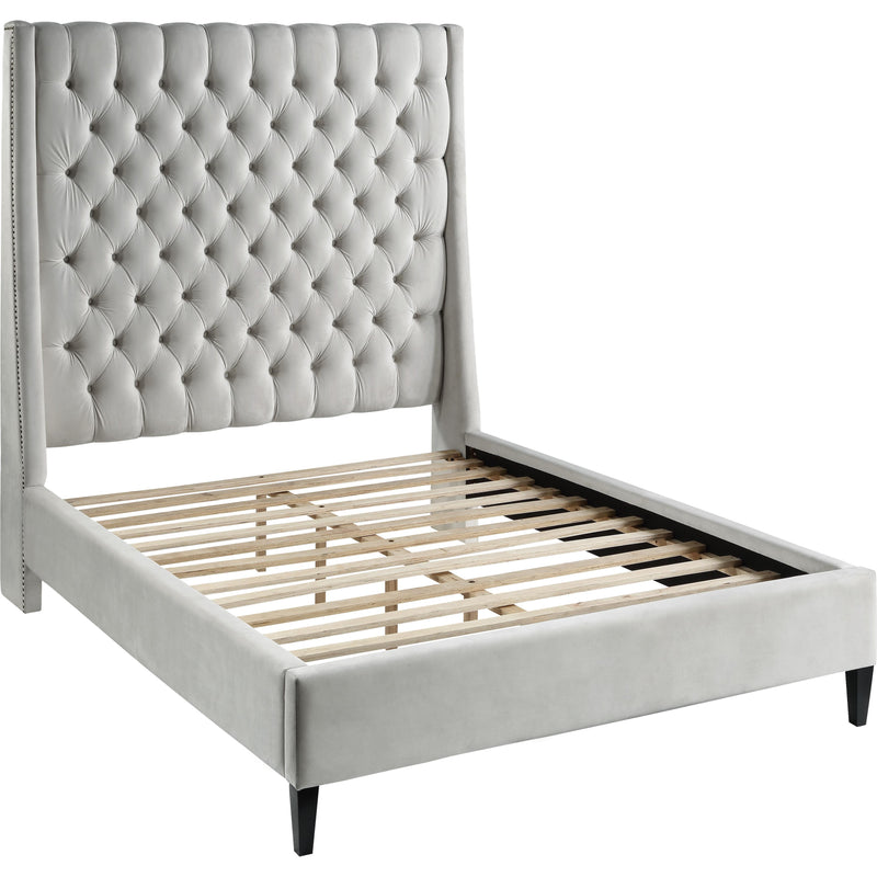 Meridian Fritz Cream Velvet King Bed IMAGE 4