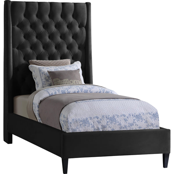 Meridian Fritz Black Velvet Twin Bed IMAGE 1