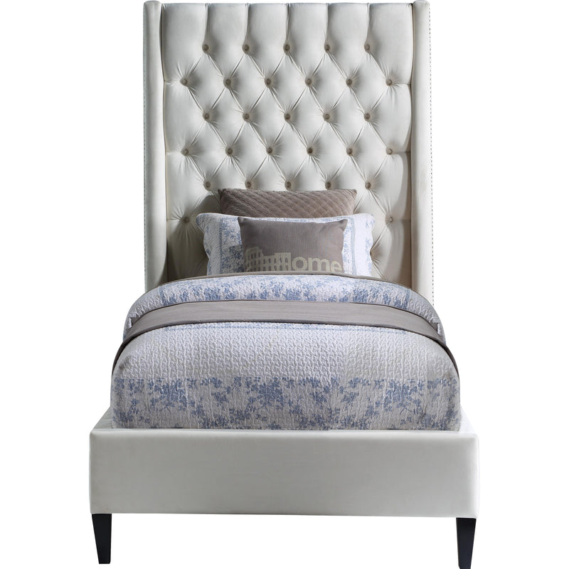 Meridian Fritz Cream Velvet Twin Bed IMAGE 2