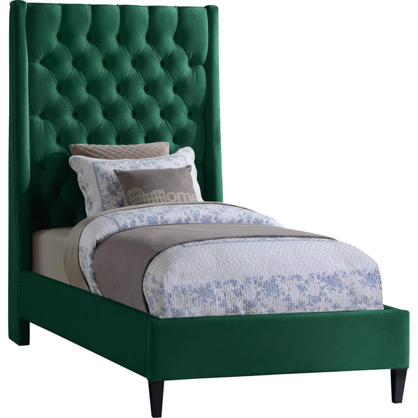 Meridian Fritz Green Velvet Twin Bed IMAGE 1