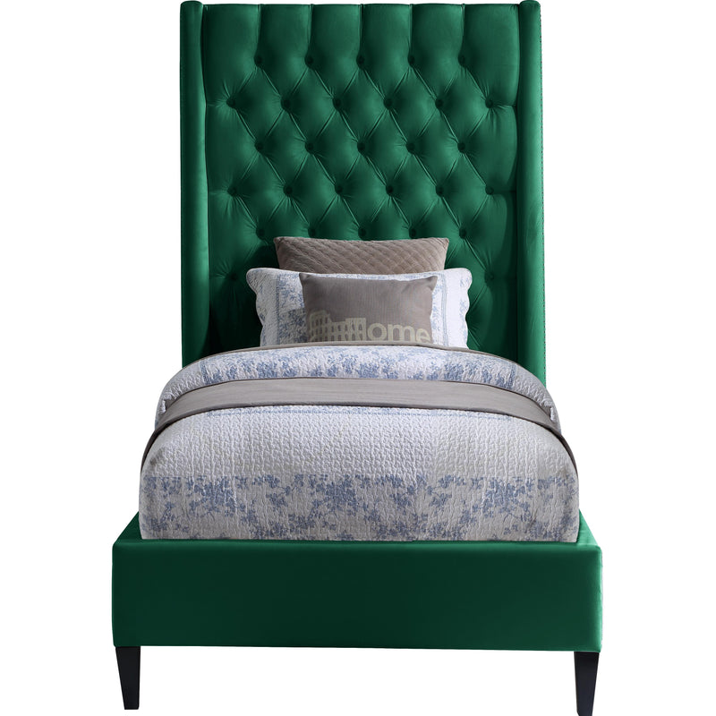 Meridian Fritz Green Velvet Twin Bed IMAGE 2