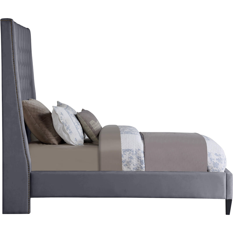 Meridian Fritz Grey Velvet Twin Bed IMAGE 3