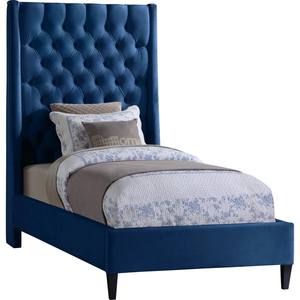 Meridian Fritz Navy Velvet Twin Bed IMAGE 1