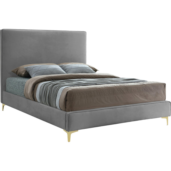 Meridian Geri Grey Velvet Full Bed IMAGE 1