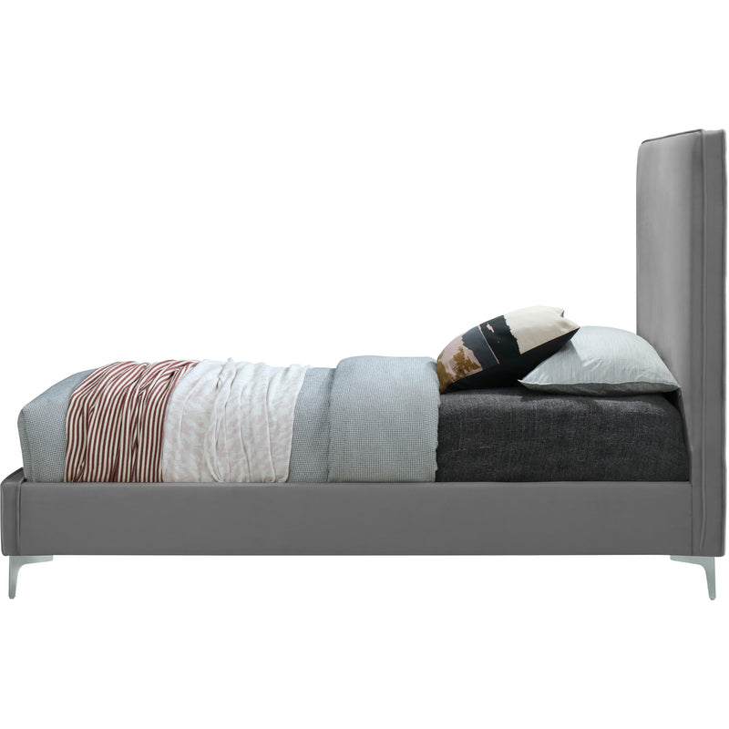 Meridian Geri Grey Velvet King Bed IMAGE 4