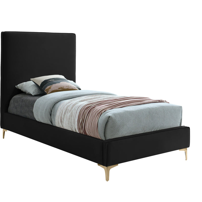 Meridian Geri Black Velvet Twin Bed IMAGE 1