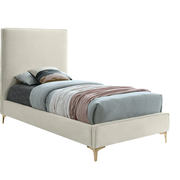 Meridian Geri Cream Velvet Twin Bed IMAGE 1